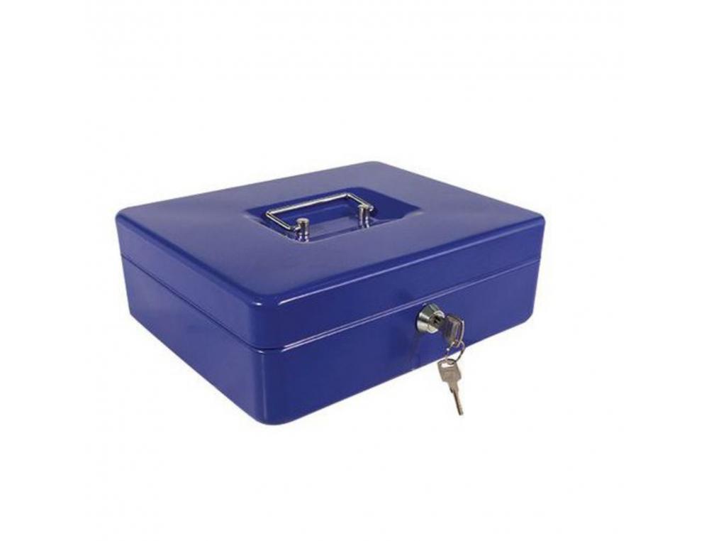 CAISSE A MONNAIE WONDAY EN METAL AVEC CASIER AMOVIBLE    SERRURE A CYLINDRE COLORIS    BLEUE