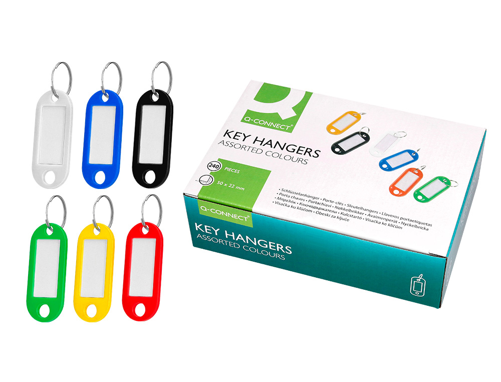 PORTE-CLS Q-CONNECT PORTE-TIQUETTE PLASTIQUE 50X22MM COLORIS ASSORTIS PRSENTOIR 240 UNITS